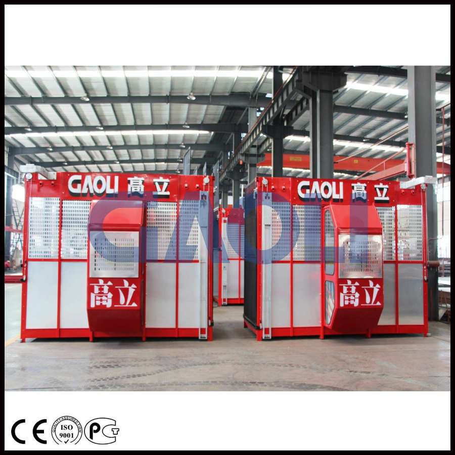 Sc100/100 Double Cages Construction Site Lift/Material Lifter